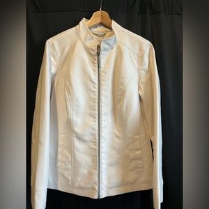 Christopher & Banks Woman’s Faux Leather White/Cream Jacket | Size M
